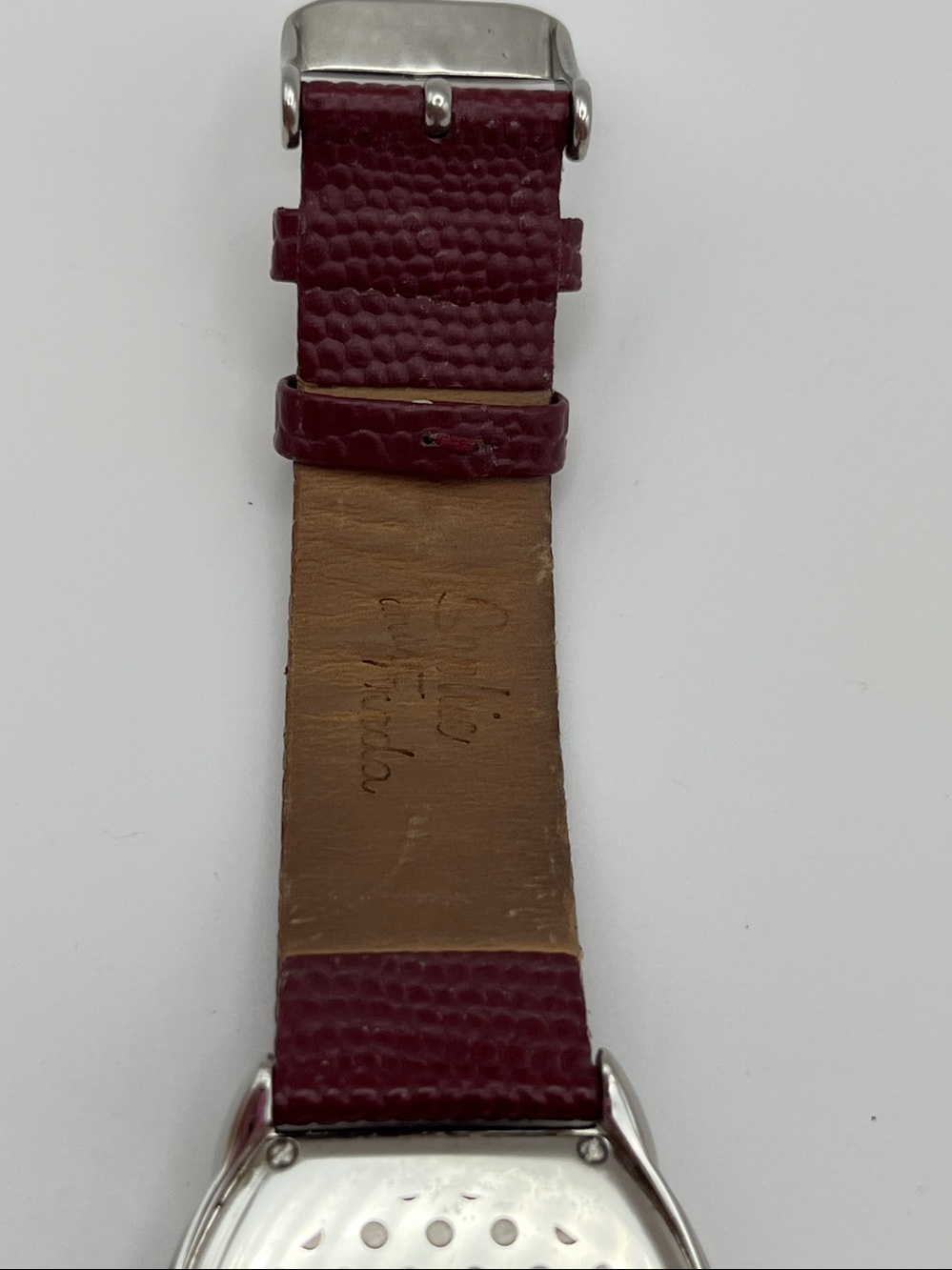 Women's Burgundy Leather Strap Crystal-Trim Watch - Picture 6 of 9